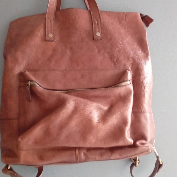 I Medici Firenze Italian Leather Convertible‎ Backpack Tote Bag Brown main image 4